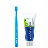 Набір Curaprox Kids від 6 років (зубна паста з фтором 60 мл м'ята+блакитна зубна щітка)