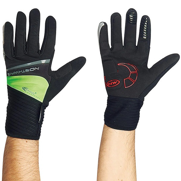 Велорукавиці NorthWave Sonic Long Gloves black/green FLU Зимові р-р L Art 805024, фото 1