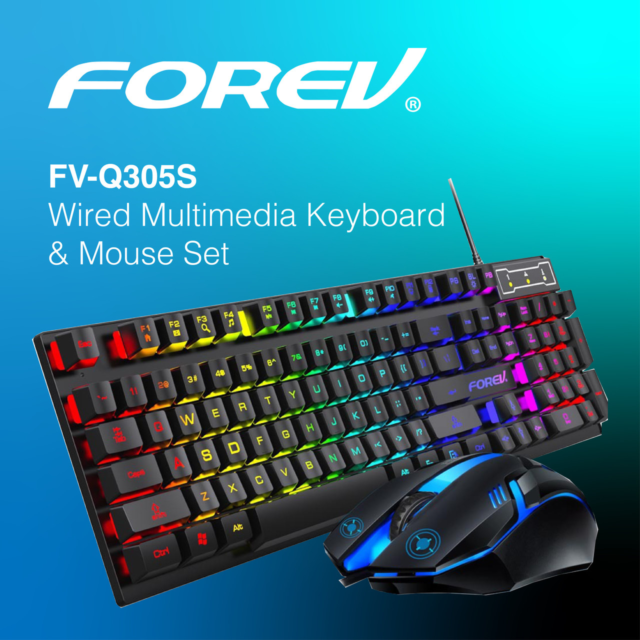 Forev FV-Q305S дротові клавіатура та миша з підсвічуванням