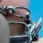 Чоловічий комплект шовковий шнурок зі срібними вставками та хрест 925 проба чорніння, фото 5