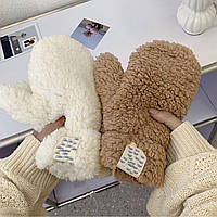 Женские тёплые перчатки Варежки Тедди