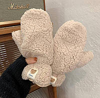 Женские зимние перчатки Варежки Тедди на флисе