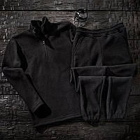 Спортивный костюм мужской флисовый зимний Basic черный Комплект Флисовая кофта + Штаны теплый зима