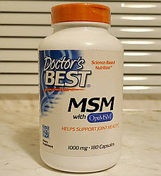 Doctor's Best MSM with OptiMSM 1000 mg 180 капсул доктор безт метилсульфонілметан для суглобів і зв'язок