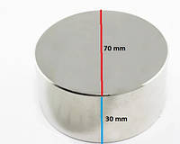 Неодимовый постоянный магнит 70х30 (70 30) имеет силу 150 кг на разрыв от металла. Польша. Тип - диск (шайба)