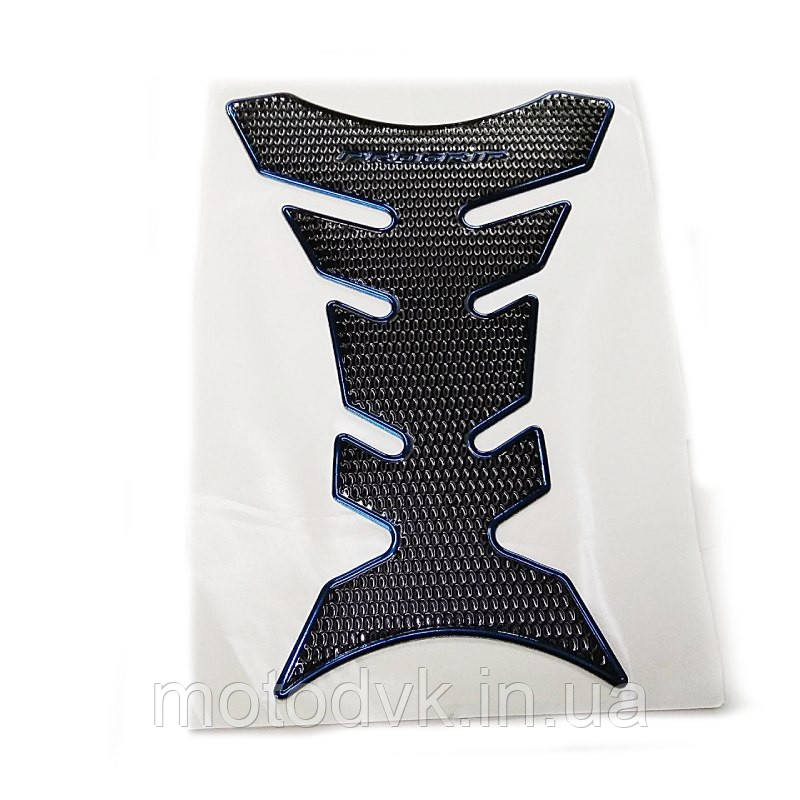 Наклейка на бак мотоцикла ProGrip, чорна із синім бортиком