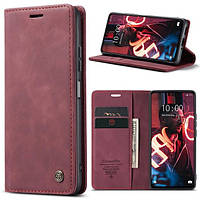 Чохол книжка Caseme з магнітом для Xiaomi Redmi 12 бордовий гаманець