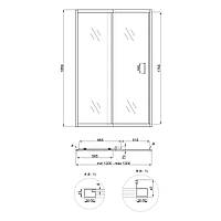 Душові двері в нішу Qtap Taurus CRM2012-13.C6 120-130x185 см, скло Clear 6 мм, покриття CalcLess