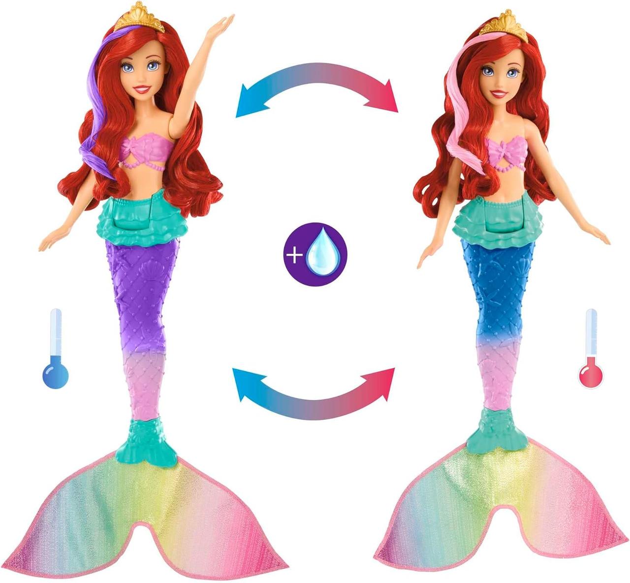 Лялька русалка Аріель з мінливим кольором волоссям і хвостом Ariel Swimming Mermaid