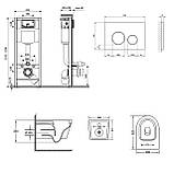 Набір Qtap інсталяція 3 в 1 Nest QT0133M425 з панеллю змиву круглою QT0111M11112CRM + унітаз з сидінням Jay QT07335176W, фото 2