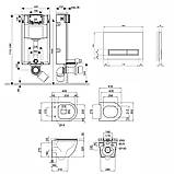 Набір Qtap інсталяція 3 в 1 Nest QT0133M425 з панеллю змиву лінійною QT0111M08V1091MB + унітаз з сидінням Robin QT1333046ENRMB, фото 2