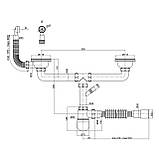 Сифон подвійний для кухонної мийки Lidz (WHI) 60 08 E001 02 ECO з круглим переливом (вихід 50 мм), фото 2