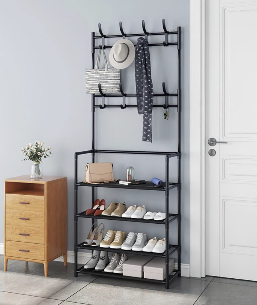 Универсальная вешалка для одежды New simple floor clothes rack size 60X29.5X151 см Черная