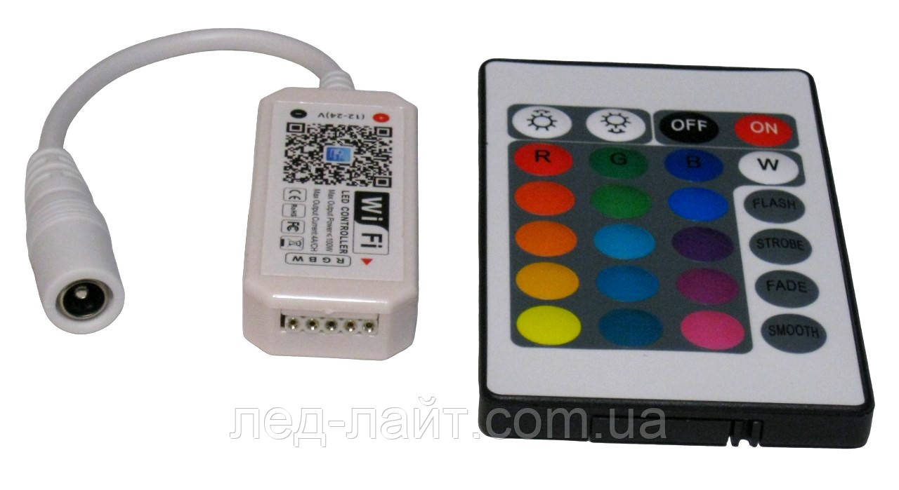 LED контроллер 5-24В WI-FI, пульт RF 24 кнопки RGBW - фото 2 - id-p1838541981