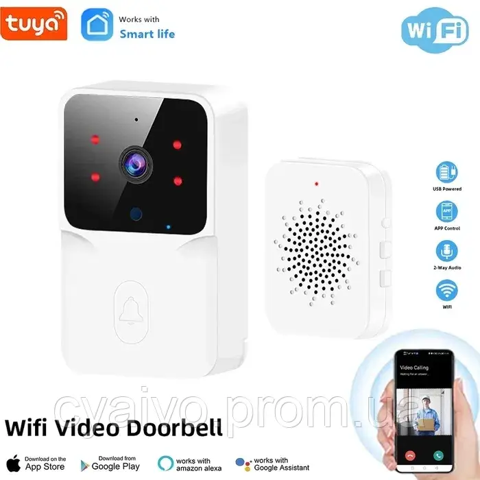 Дверний дзвінок з камерою ML 1 T-White Tuya Smart Life Wi-Fi відео домофон