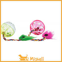 Игрушка Trixie Мяч с погремушкой и хвостом для кошек, d:4 см, 2 шт (пластик) - | Ну купи :) |