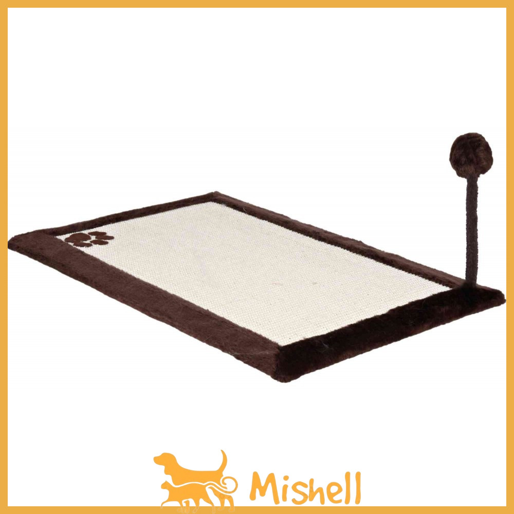 Подряпина-килимок Trixie для кішок, з м'ячиком на пружині, сизаль/плюш, 70х45 см (коричнева)