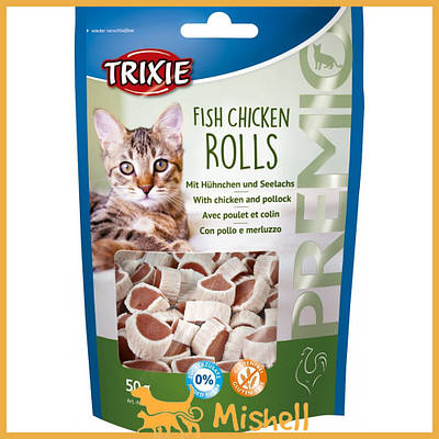 Ласощі Trixie Premio Rolls для кішок, курка та риба, 50 г