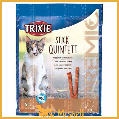 Ласощі Trixie Premio Quadro-Sticks для кішок, ягня та індичка, 5 шт