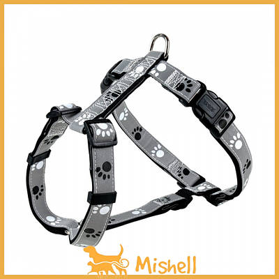 Шлей Trixie Silver Reflect для собак, з лапками, світловідбивна, XS-S 30-40 см/15 мм (сіра)