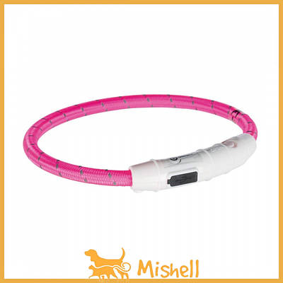 Нашийник Trixie Flash для собак, з підсвічуванням та USB, M-L: 45 см/7 мм, рожевий