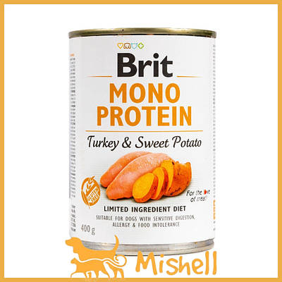 Вологий корм Brit Mono Protein Turkey & Sweet Potato для собак, з індичкою та бататом, 400 г