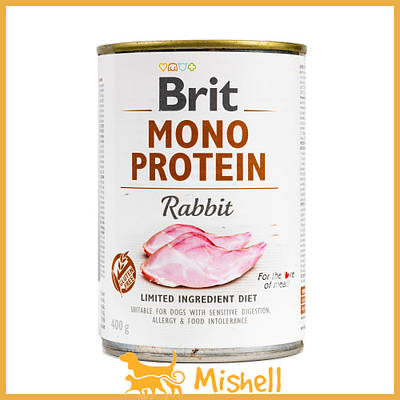 Вологий корм Brit Mono Protein Rabbit для собак, з кроликом, 400 г