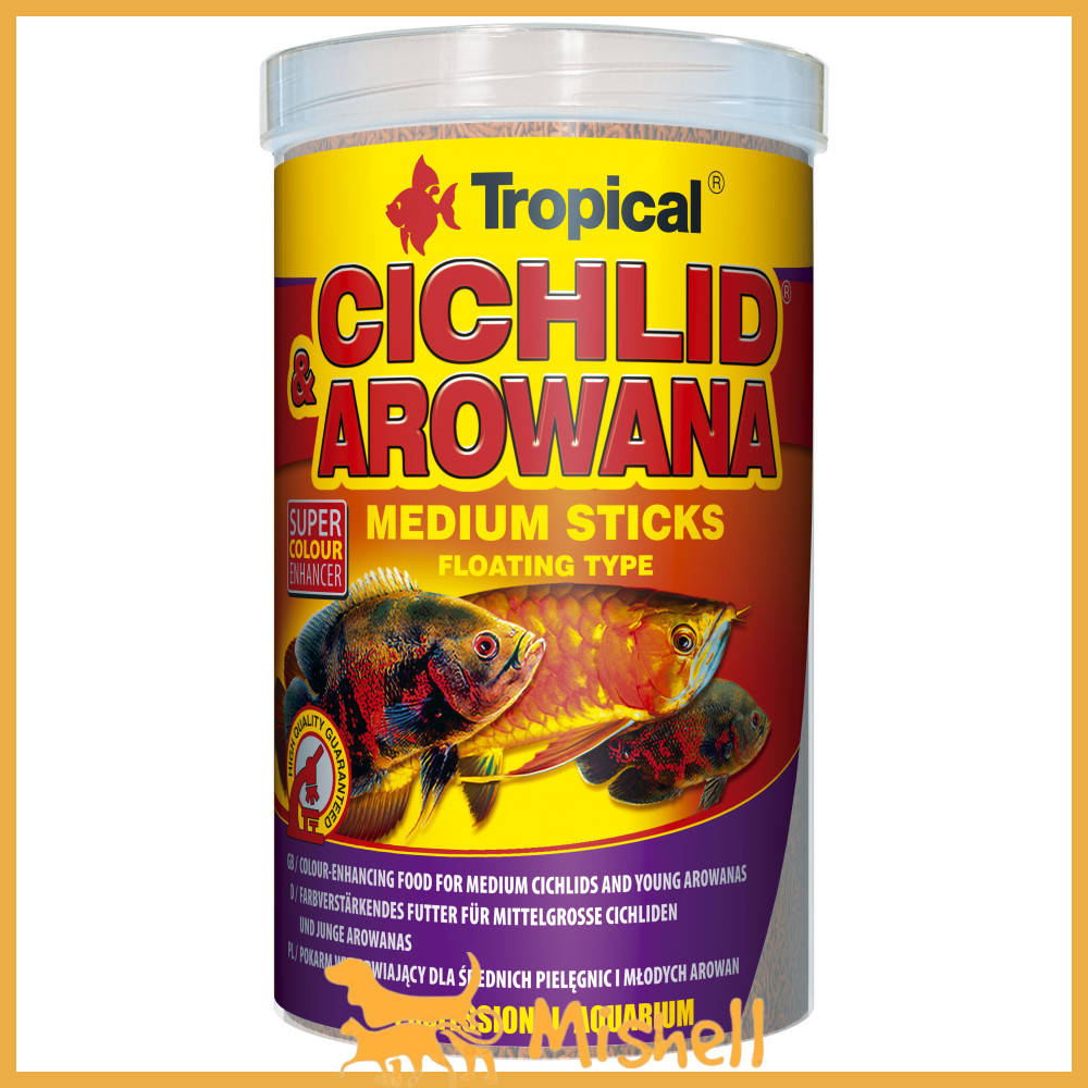 Сухий корм Tropical Cichlid & Arowana Medium Sticks для м'ясоїдних цихлід, 360 г (палички)