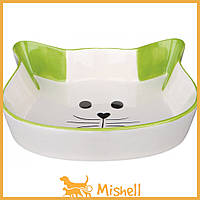 Миска для кота из керамики, в форме кошачьей мордашки, диаметр 12 см, 250 мл Trixie - | Ну купи :) |