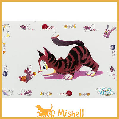 Килимок Trixie Comic Cat під миски для кішок, пластиковий, 44х28 см