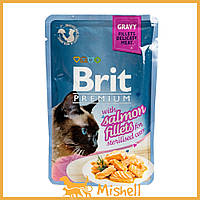 Влажный корм Brit Premium Cat Pouch для стерилизованных кошек, филе лосося в соусе, 85 г - | Ну купи :) |