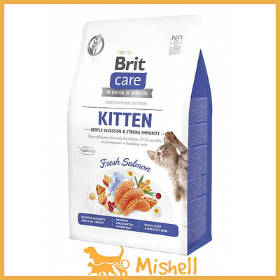 Сухий корм Brit Care Cat by Nutrition Kitten Gentle Digestion Strong Immunity для кошенят, з лососем, 400 г