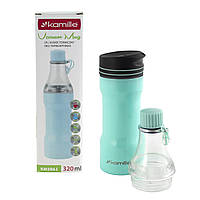 Термокружка Kamille 320 мл питьевая с крышкой-бутылкой из нержавеющей стали Зеленая (KM-2061)
