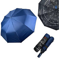 Парасолька жіноча Зіркове небо напівавтомат складана 10 спиць антивітер Bellissimo Темно-синій (60428)