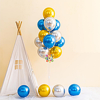 Набор 13 шаров со стойкой Блеск Голубой и серебро