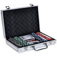 Набор для покера в чемодане карты 200 фишек кубики покерный 30x23см