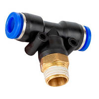 Пневмоштуцер цанговий Т-подібний 12 мм*1/4" AIRKRAFT SPB12-02