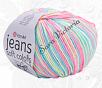 Яскрава бавовняна пряжа з акрилом батик YarnArt jeans soft color (ярнарт джинс софт колор) 6204