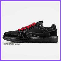 Кроссовки мужские и женские Nike Jordan 1 Low x Travis S black / кеды Найк Джордан 1 низкие черные