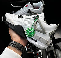 Мужские кроссовки Nike Air Jordan 4 Retro White Cement весна-осень демисезонные аир джордан. Живое фото