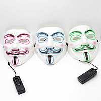 Маска Гая Фокса, маска Анонимуса с подсветкой на резинке, пластиковая маска унисекс 0701 т! +