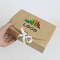 Крафт коробки з логотипом 200*145*50 мм - упаковка 10 шт - Подарункові коробки з логотипом і зав’язками