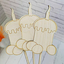 Топер для торта символ року Дракон 2024 дерев'яний