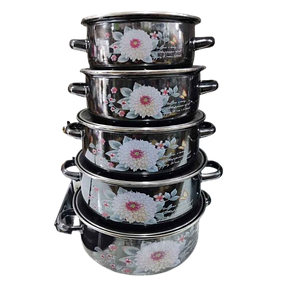 Набір емальованих каструль Premier 10 предметів, набір з 5 каструль з кришками