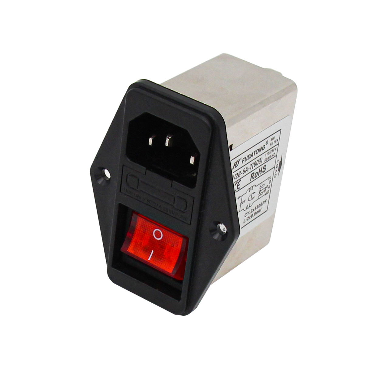 Фільтр живлення клавiшний iз запобiжником EMI FILTER CW2B-6A-T(003) (iз світлоіндикатором) НОВИЙ