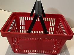 Кошик пластиковий купівельний 22 (20) л, кошик для покупок червоного кольору