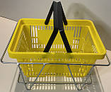 Кошик пластиковий купівельний 22 (20) л, кошик для покупок жовтого кольору, фото 3