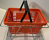 Кошик пластиковий купівельний 22 (20) л, кошик для покупок помаранчевого кольору, фото 3