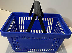 Кошик пластиковий купівельний 22 (20) л, кошик для покупок синього кольору