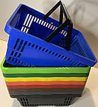 Кошик пластиковий купівельний 22 (20) л, кошик для покупок синього кольору, фото 2
